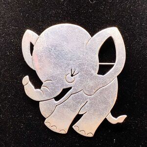 Vintage Taxco Mexico Sterling Silver Baby Elephant Brooch